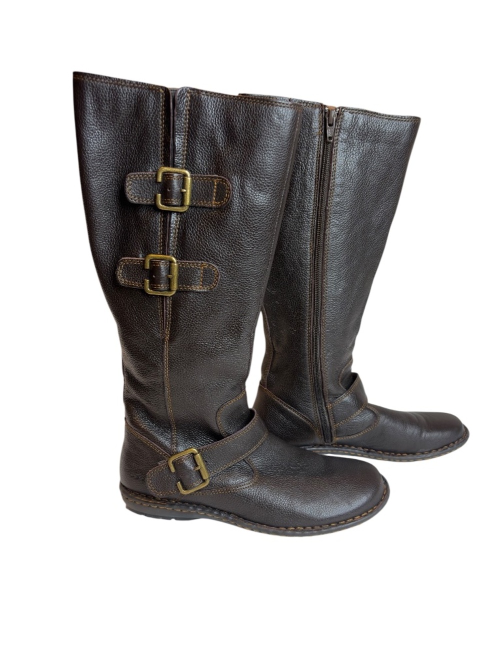 b.o.c. Born Concepts Women's Brown Leather Knee High Buckle Boots